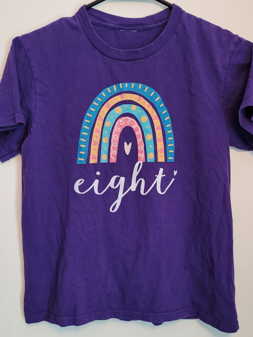 Girls' Purple 'Eight' Rainbow Graphic Tee